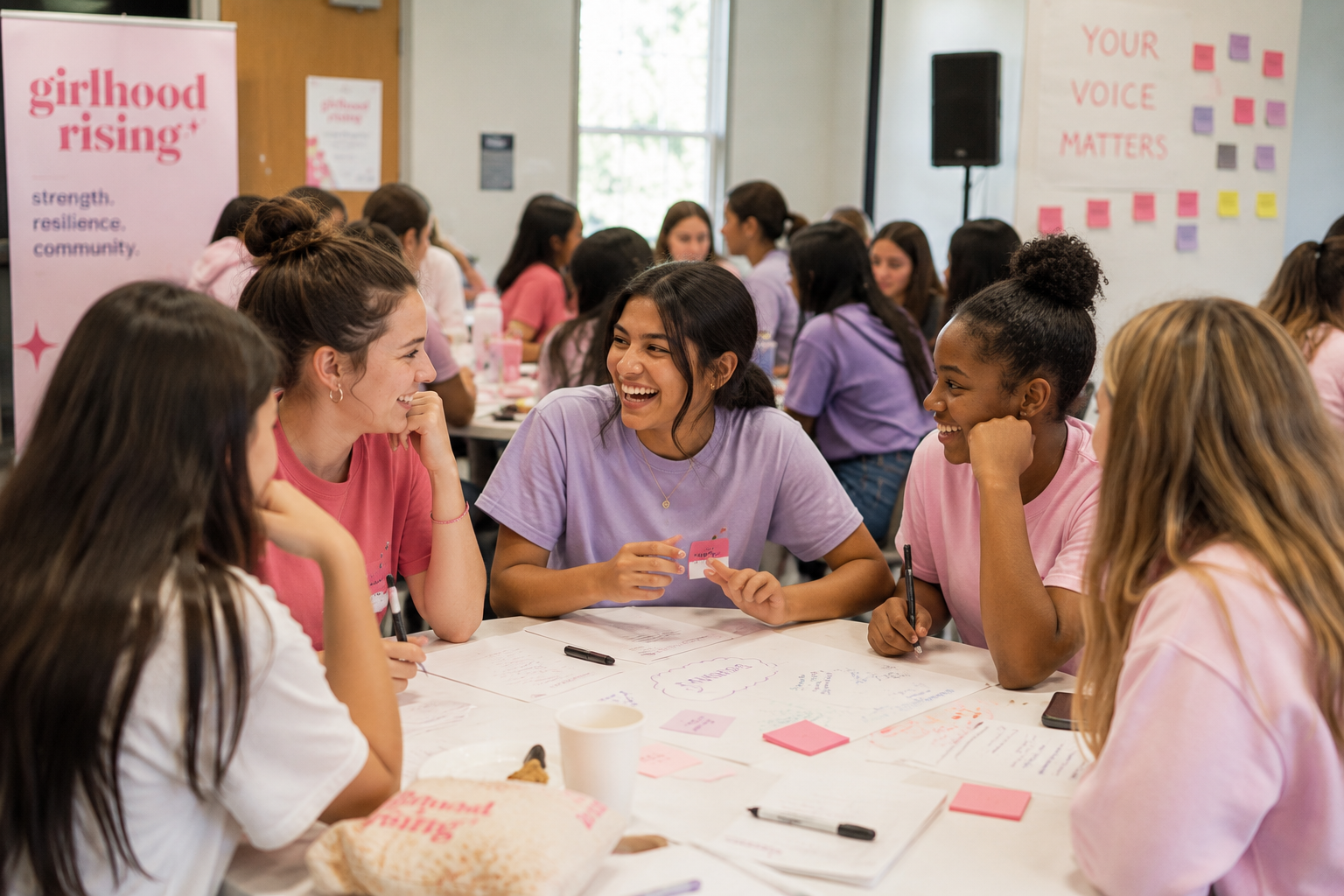 A group of girls laughing together